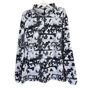 Columbia Arctic Air Black & White Geometric Quarter Zip Fleece Pullover Jacket